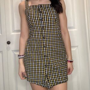 plaid print button up dress